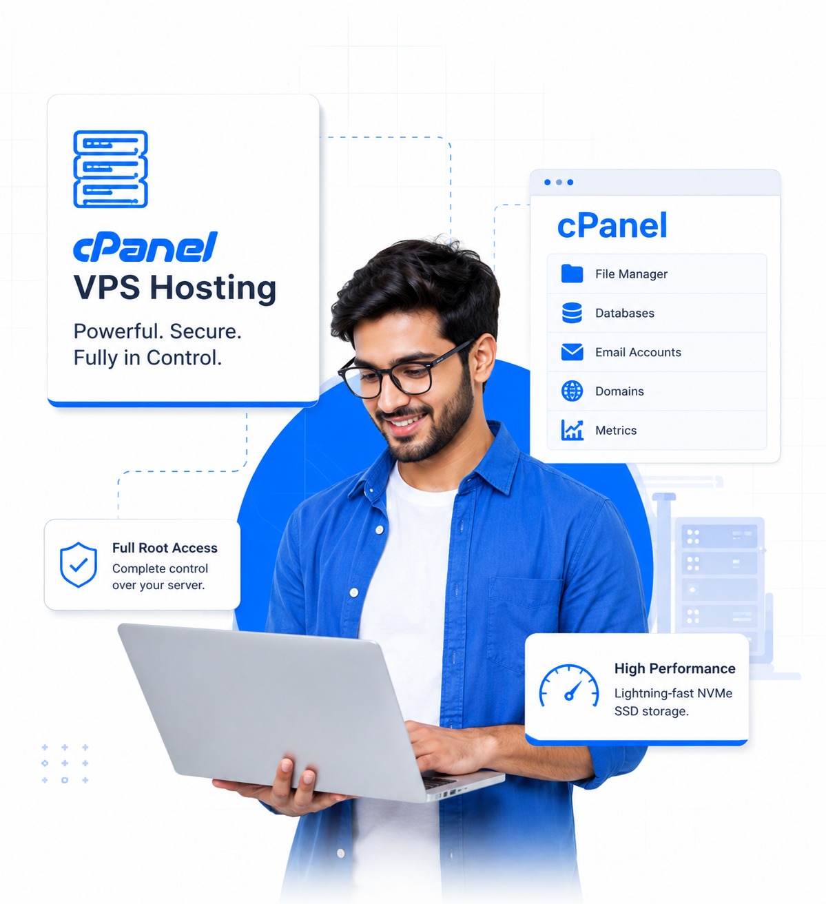 VyomCloud VPS hosting server dashboard