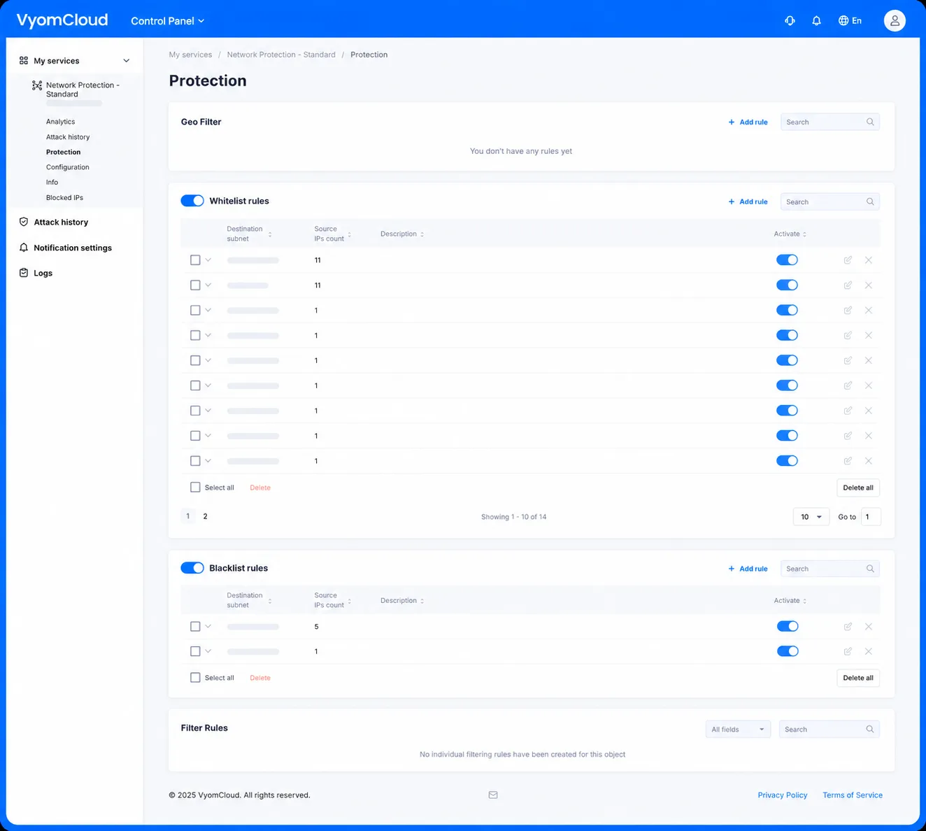 VyomCloud DDoS portal attack insights