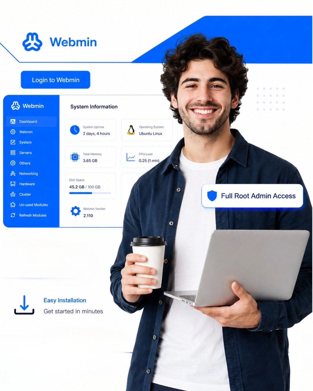 VyomCloud VPS hosting server dashboard