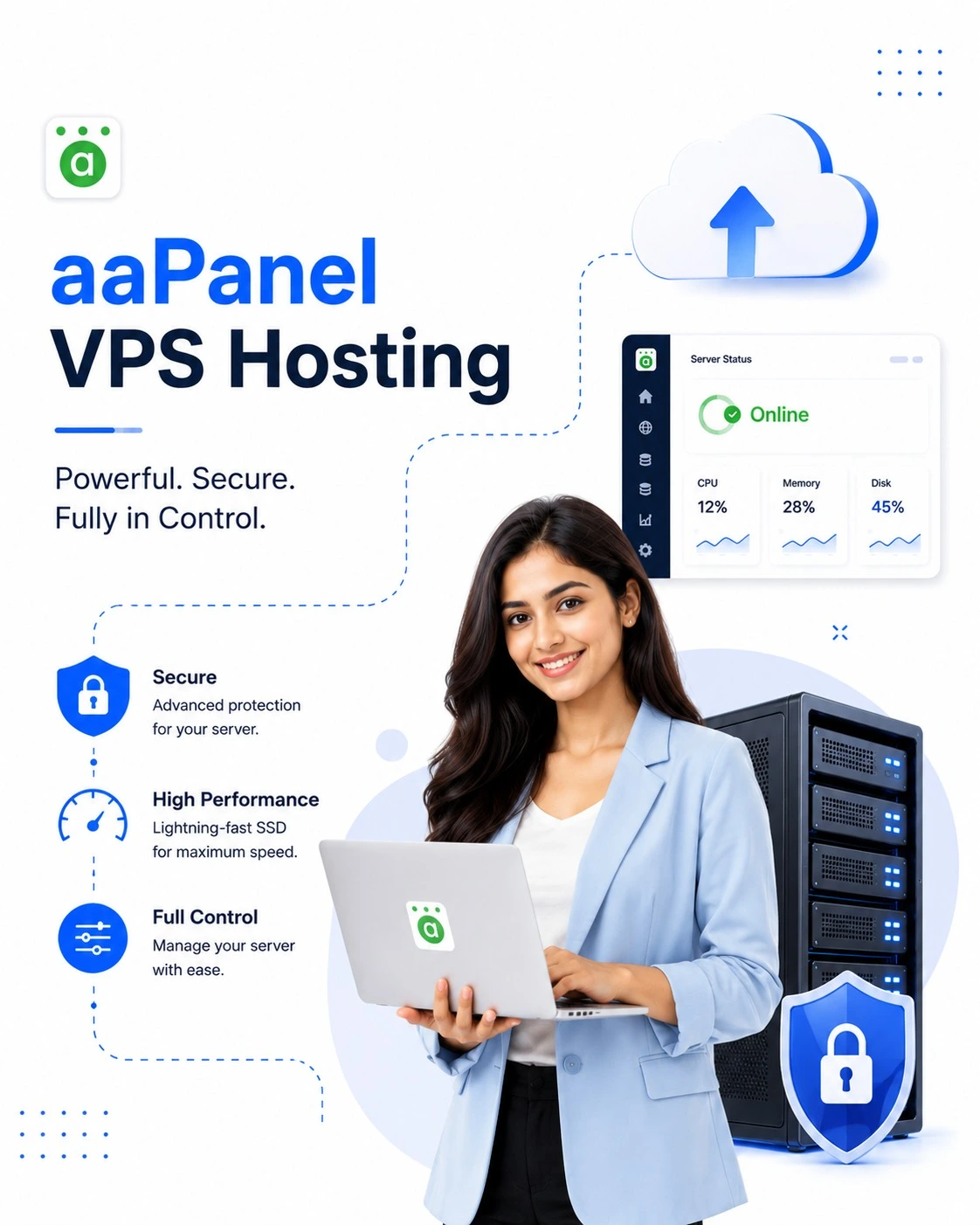 VyomCloud VPS hosting server dashboard