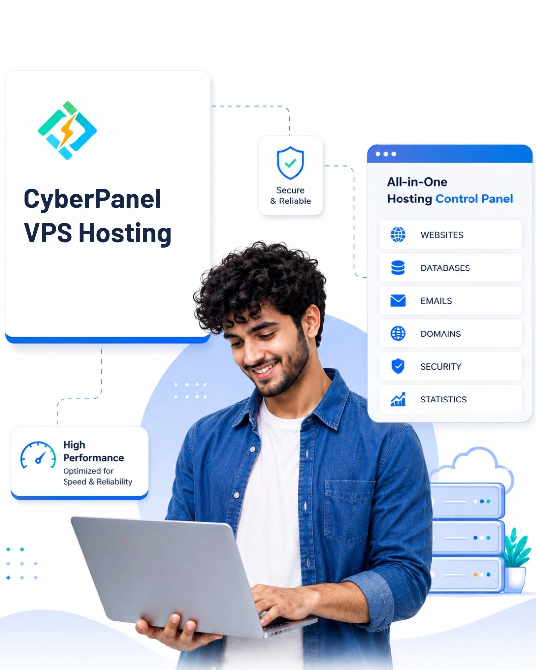 VyomCloud VPS hosting server dashboard