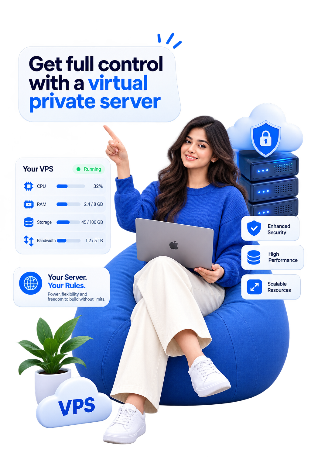 VyomCloud VPS hosting server dashboard